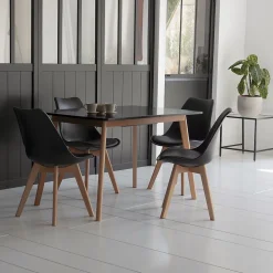 Ensemble table extensible 120/160cm HELGA et 4 chaises NORA noir - HAPPY GARDEN