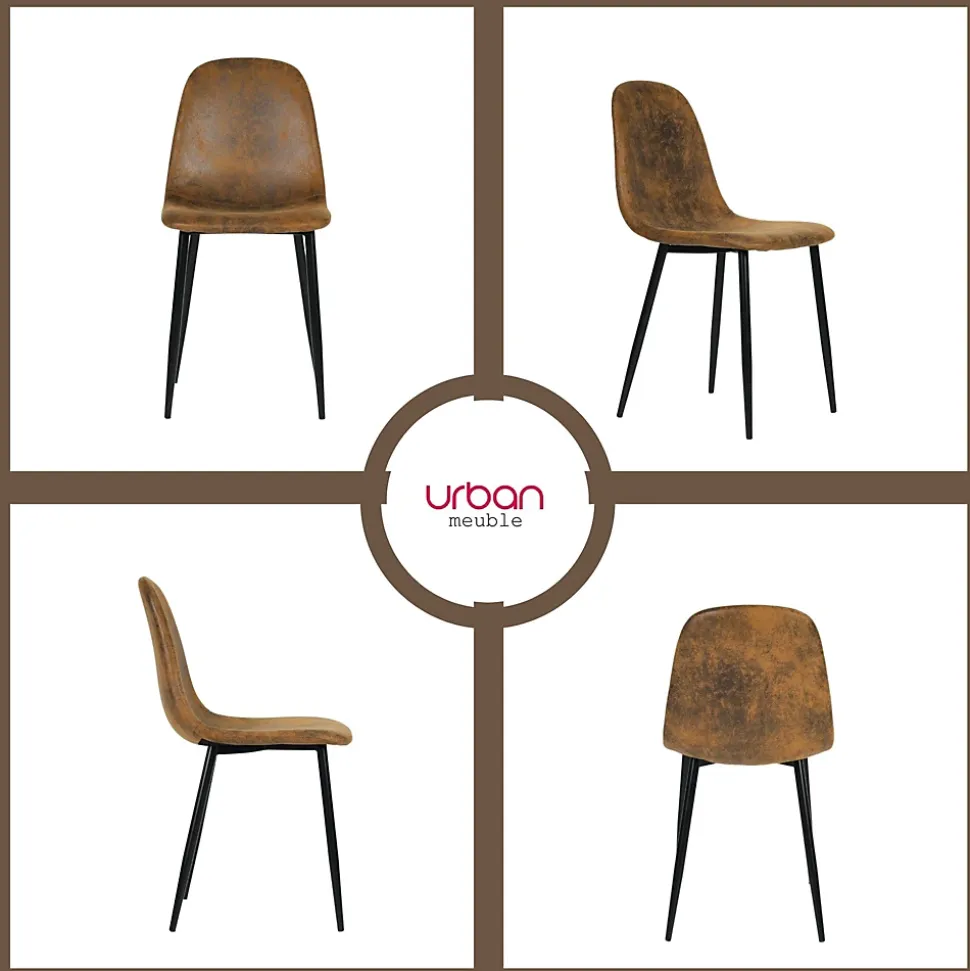 Ensemble table extensible noir effet bois 120-160 et 4 chaises style scandinave retro