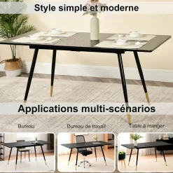 Ensemble table extensible noir 120-160 et 4 chaises style scandinaves blanches cassées
