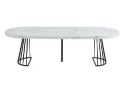 Ensemble table FIRELA + 4 chaises GULSUN - Effet marbre blanc et beige