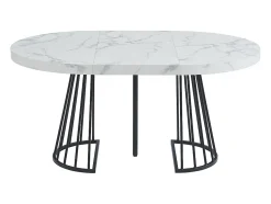 Ensemble table FIRELA + 4 chaises GULSUN - Effet marbre blanc et beige