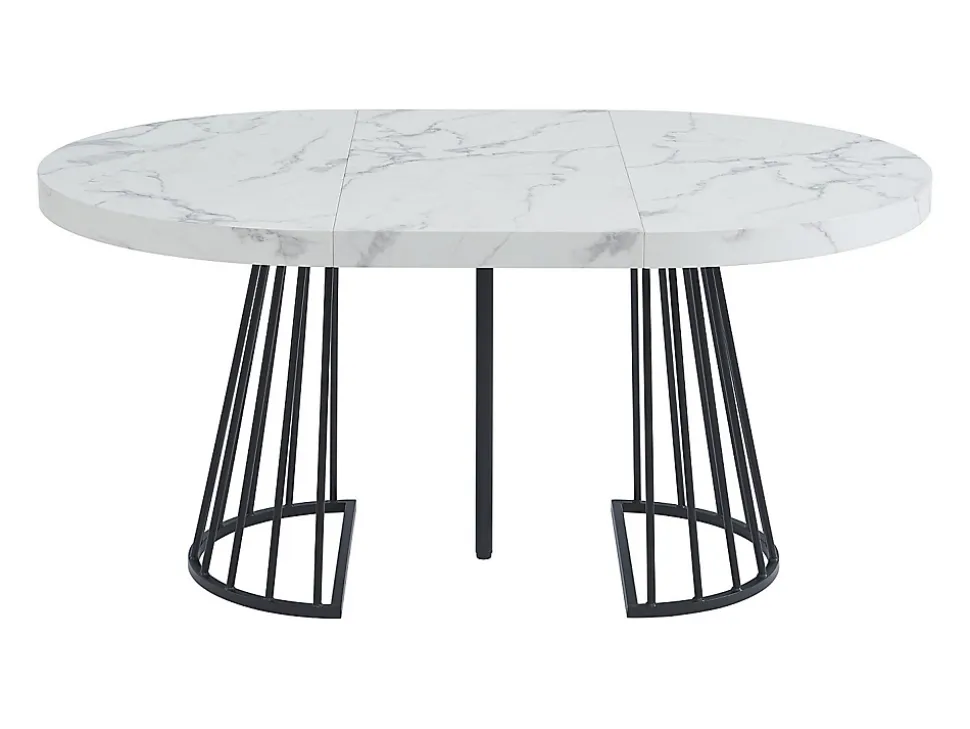 Ensemble table FIRELA + 4 chaises GULSUN - Effet marbre blanc et beige