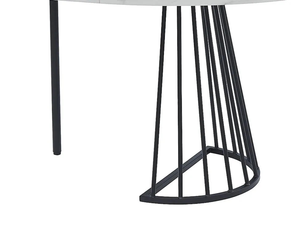 Ensemble table FIRELA + 4 chaises GULSUN - Effet marbre blanc et beige