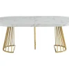 Ensemble table FIRELA + 4 chaises KADIJA - Effet marbre blanc et beige