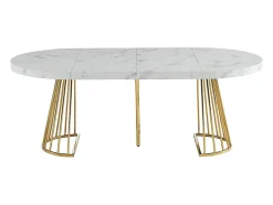Ensemble table FIRELA + 4 chaises KADIJA - Effet marbre blanc et beige