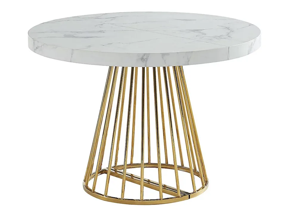 Ensemble table FIRELA + 4 chaises KADIJA - Effet marbre blanc et beige