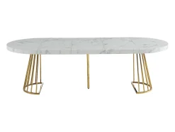Ensemble table FIRELA + 4 chaises KADIJA - Effet marbre blanc et beige