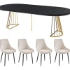Ensemble table FIRELA + 4 chaises MASURIE - Noir et crème