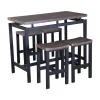 Ensemble table haute, bar et 4 tabourets NIMES. Set moderne type industriel, bois et métal.
