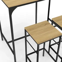 Ensemble table haute de bar DETROIT 95 cm et 2 tabourets design industriel