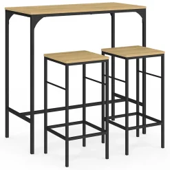 Ensemble table haute de bar DETROIT 95 cm et 2 tabourets design industriel
