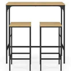 Ensemble table haute de bar DETROIT 95 cm et 2 tabourets design industriel
