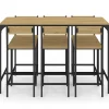 Ensemble table haute de bar DETROIT 150 cm et 6 chaises de bar design industriel