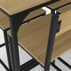 Ensemble table haute de bar DETROIT 150 cm et 6 chaises de bar design industriel