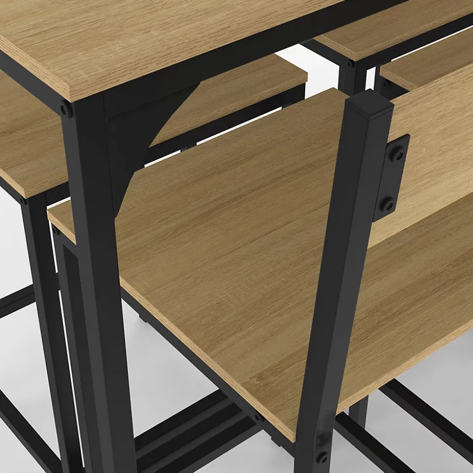 Ensemble table haute de bar DETROIT 150 cm et 6 chaises de bar design industriel