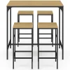 Ensemble table haute de bar DETROIT 100 cm et 4 tabourets bois et métal noir design industriel