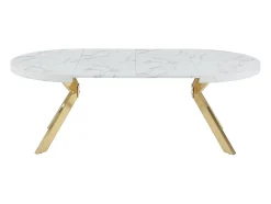 Ensemble table KOMONI + 4 chaises GULSUN - Effet marbre blanc et beige