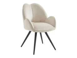 Ensemble table KOMONI + 4 chaises GULSUN - Effet marbre blanc et beige