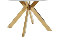 Ensemble table KOMONI + 4 chaises GULSUN - Effet marbre blanc et beige