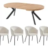 Ensemble table KOMONI + 4 chaises MORONI - Naturel et crème