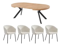 Ensemble table KOMONI + 4 chaises MORONI - Naturel et crème