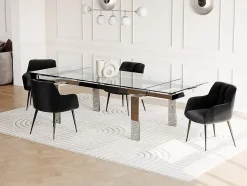 Ensemble table LUBANA + 4 chaises PEGA - Transparent et noir