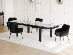 Ensemble table LUBANA + 4 chaises PEGA - Transparent et noir