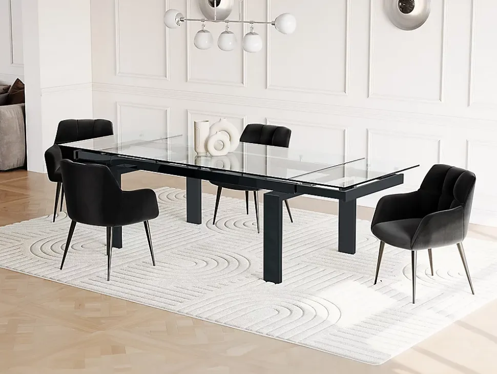Ensemble table LUBANA + 4 chaises PEGA - Transparent et noir