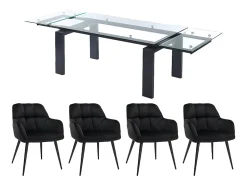 Ensemble table LUBANA + 4 chaises PEGA - Transparent et noir