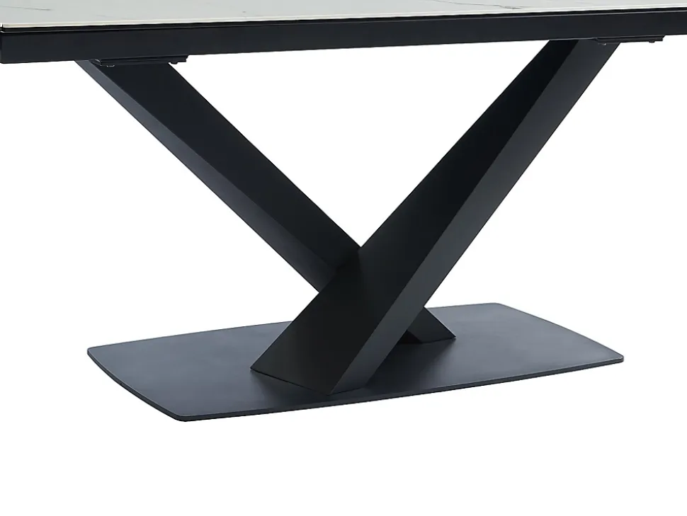 Ensemble table MALATA + 4 chaises HEKA - Effet marbre blanc et beige