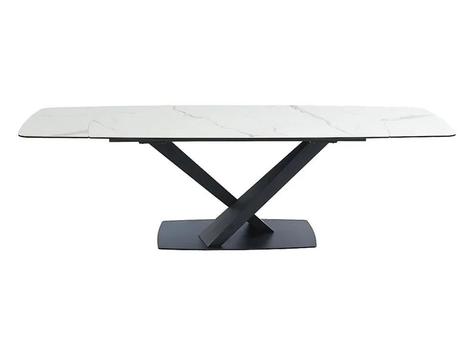 Ensemble table MALATA + 4 chaises HEKA - Effet marbre blanc et beige