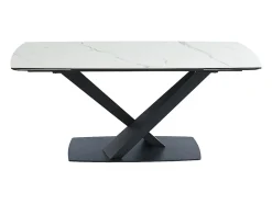 Ensemble table MALATA + 4 chaises HEKA - Effet marbre blanc et beige