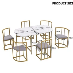 Ensemble Table Manger Chaises Gris Fer Doré Blackcolors