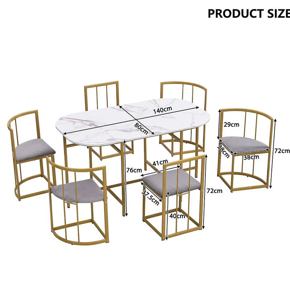 Ensemble Table Manger Chaises Gris Fer Doré Blackcolors