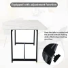 Ensemble Table Rectangulaire et 4 Chaises en Lin Gris Foncé - Dossier Rembourré, MDF Blanche et Pieds Noirs
