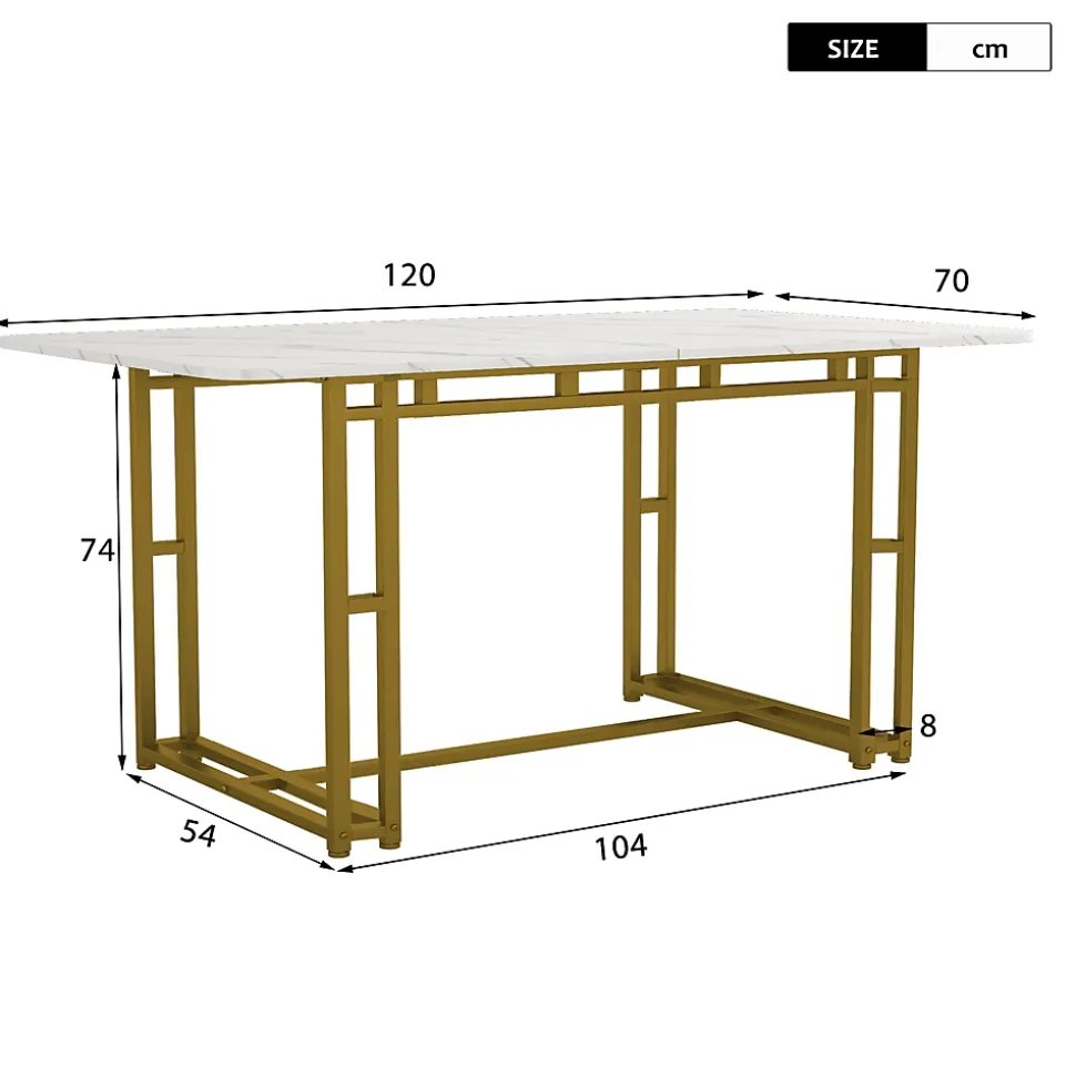 Ensemble Table Rectangulaire 120x70 cm et 4 Chaises en Velours Gris Foncé - Dossier Rembourré, MDF Blanche, Pieds Dorés