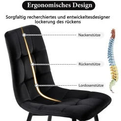 Ensemble Table Rectangulaire Pliante et 4 Chaises en Velours Noir - Dossier Rembourré, MDF et Pieds Noirs