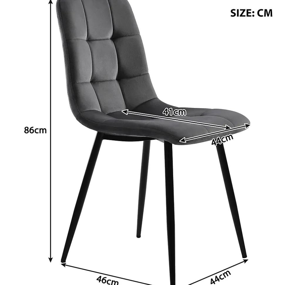 Ensemble Table Rectangulaire Pliante et 4 Chaises en Velours Gris Foncé - Dossier Rembourré, MDF et Pieds Noirs