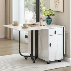 Ensemble Table Rectangulaire Pliante et 4 Chaises en Velours Gris Foncé - Dossier Rembourré, MDF et Pieds Noirs