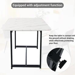 Ensemble Table Rectangulaire 120x70 cm et 4 Chaises en Lin Gris Foncé - Dossier Rembourré, MDF Blanche, Pieds Noirs
