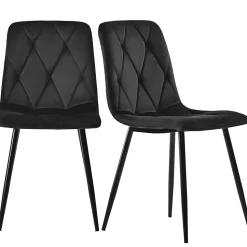 Ensemble Table Rectangulaire Effet Marbre - MDF et 4 Chaises Velours Noir Chevron, Pieds Métal Dorés