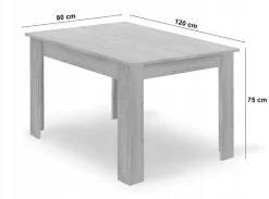 Ensemble table rectangulaire VALORA et 4 chaises noires RIXK - Chêne Sonoma