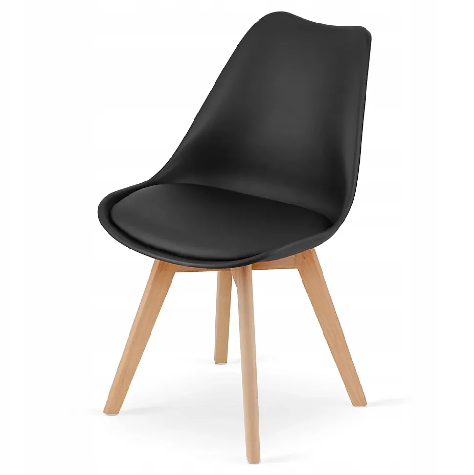 Ensemble table rectangulaire VALORA et 4 chaises noires RIXK - Chêne Sonoma