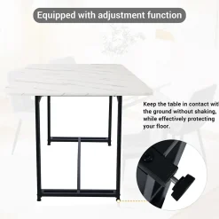 Ensemble Table Rectangulaire et 4 Chaises en Velours Gris Foncé - Dossier Rembourré, MDF Blanche et Pieds Noirs
