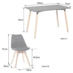 Ensemble table rectangulaire 120cm PIA et 4 chaises NORA noir - HAPPY GARDEN