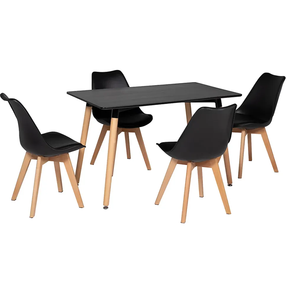 Ensemble table rectangulaire 120cm PIA et 4 chaises NORA noir - HAPPY GARDEN