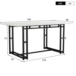 Ensemble Table Rectangulaire et 4 Chaises en Velours Noir - Dossier Rembourré, MDF Blanche et Pieds Noirs