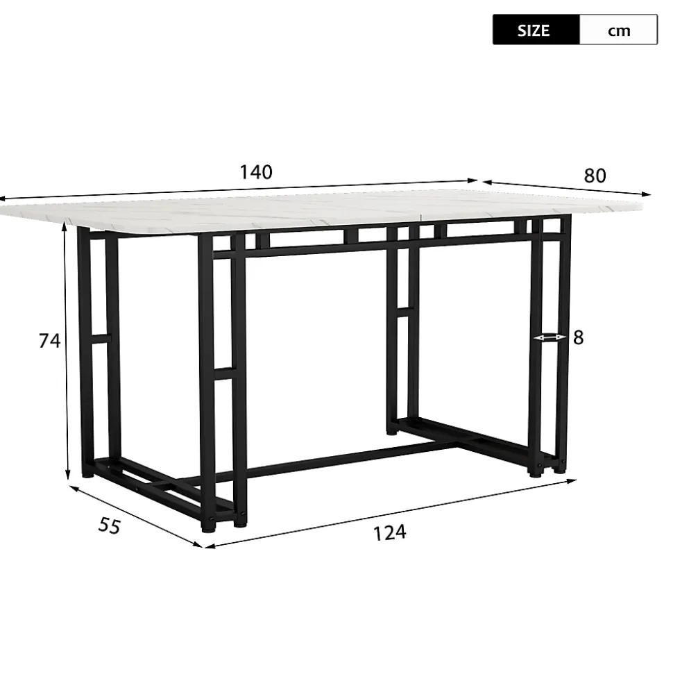 Ensemble Table Rectangulaire et 4 Chaises en Velours Noir - Dossier Rembourré, MDF Blanche et Pieds Noirs