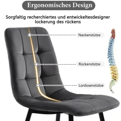 Ensemble Table Rectangulaire Effet Marbre - MDF et 4 Chaises Velours Gris Foncé, Pieds Métal Dorés