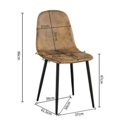 Ensemble table ronde marbre blanc doré avec 4 chaises brun